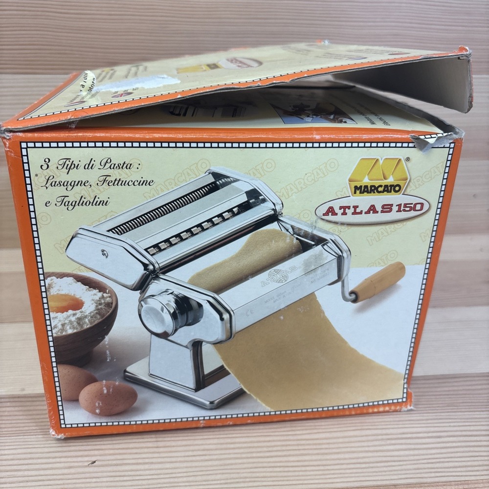 Marcato Atlas 150 Manual Pasta Maker w/ Clamp, Crank & Lasagne/Fettuccine - Picture 3 of 16